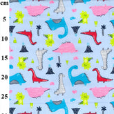 Dinosaurs Blue Cotton Print fabric by the Metre